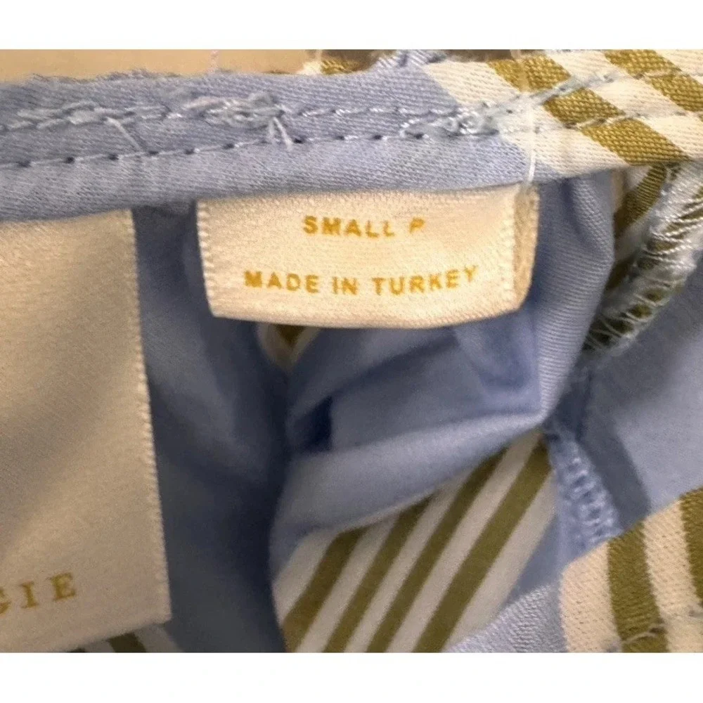 NEW Maeve Short Sleeve Crossover V-Neck Midi Dress Striped Petite Small Blue - Picture 10 of 12